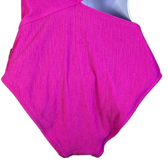 Michael MK Textured One Shoulder Cutout One Piece Swimsuit Pink Women 8 NWT READ - Picture 9 of 13